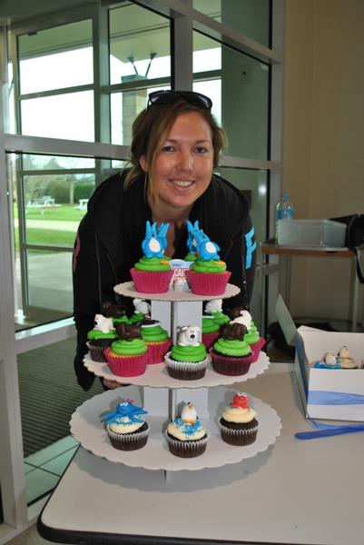 Kristy King with her tasty cupcakes supporting the SPCA's cupcake day!